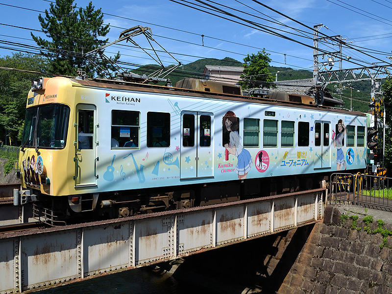 響けユーフォニアム京阪電車ラッピング列車ヘッドマークとつり革
